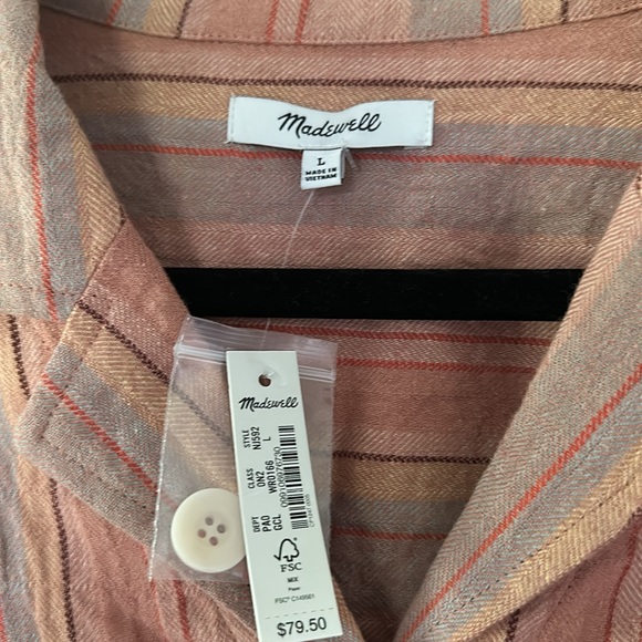 Madewell Stripe stretch cotton and linen button up - Picture 7 of 9